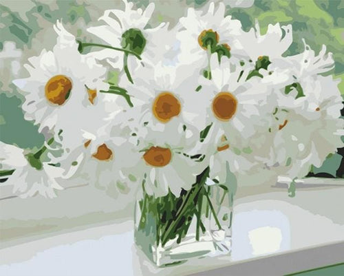 peinture par numéros | Fleurs blanches et Gaité | facile fleurs | FiguredArt