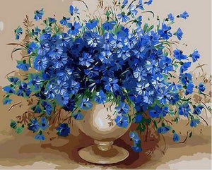 peinture par numéros | Fleurs bleues éclatantes | fleurs intermédiaire | FiguredArt
