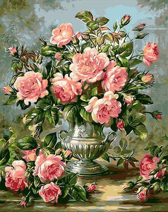 peinture par numéros | Fleurs dans un Vase dEtain | fleurs intermédiaire | FiguredArt