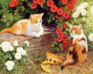 peinture par numéros | Fleurs et Chatons | animaux chats intermédiaire | FiguredArt