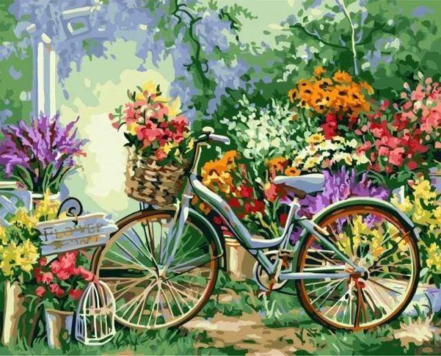 peinture par numéros | Fleurs et Vélos | fleurs intermédiaire paysages | FiguredArt