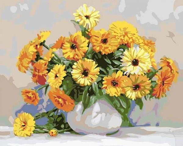 Kit Peinture Par Numéros – 4 Toiles Fleurs, Pinceaux Et Peintures Acryliques Inclus