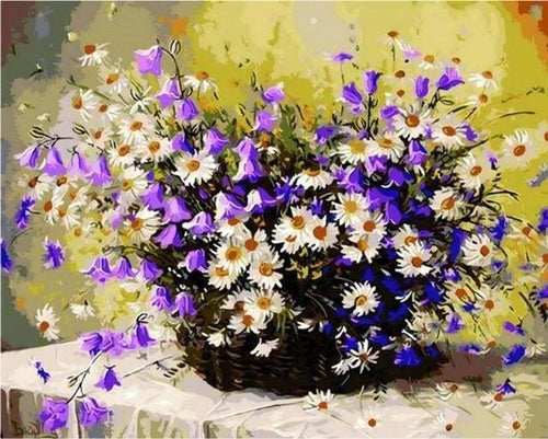 peinture par numéros | Fleurs pourpres et Marguerites | complexe fleurs | FiguredArt