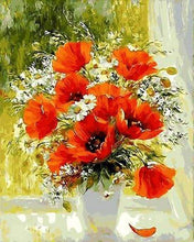 Charger l&#39;image dans la galerie, peinture par numéros | Fleurs Rouges et Marguerites | fleurs intermédiaire | FiguredArt