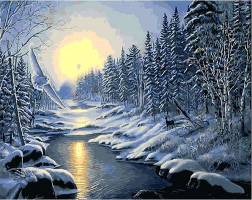 peinture par numéros | Forêt enneigée | complexe paysages | FiguredArt