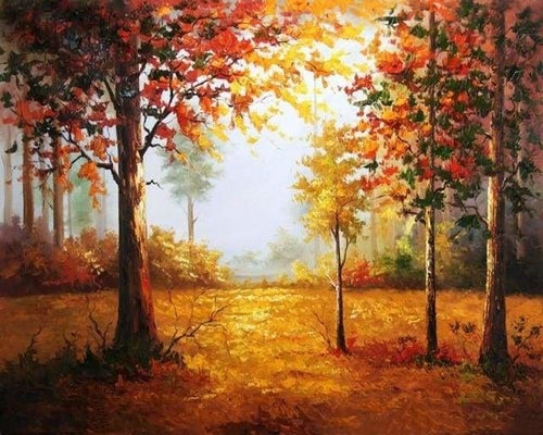 peinture par numéros | Forêt rougeoyante en Automne | complexe paysages | FiguredArt