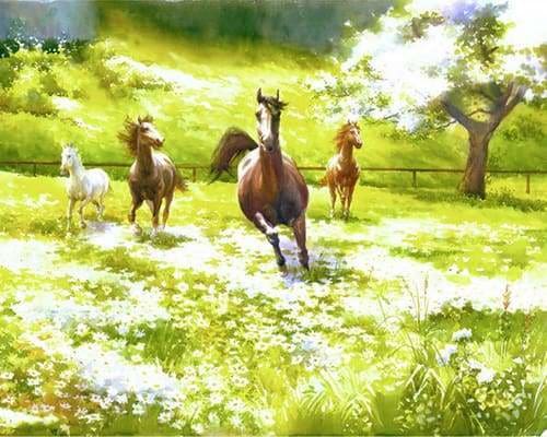 peinture par numéros | Galop dans la Campagne | animaux complexe paysages | FiguredArt