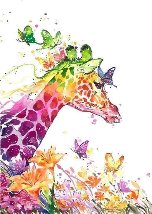 Tableau famille girafe en couleur - Tableau animaux