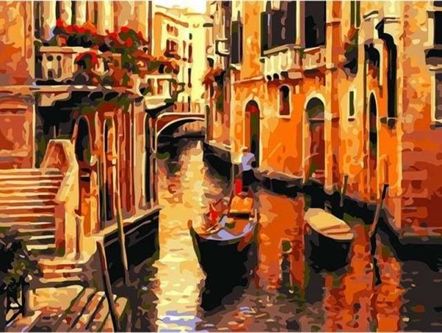 peinture par numéros | Gondoles à Venise | intermédiaire ville | FiguredArt