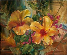 Charger l&#39;image dans la galerie, peinture par numéros | Hibiscus orangés | fleurs intermédiaire | FiguredArt