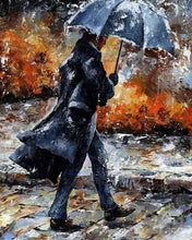Charger l&#39;image dans la galerie, peinture par numéros | Homme marchant sous la Pluie | complexe romantique | FiguredArt