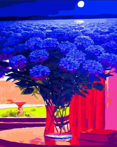 peinture par numéros | Hortensias bleus | complexe fleurs paysages | FiguredArt
