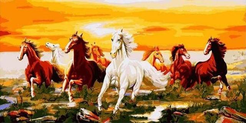 peinture par numéros | Huit Chevaux au Galop | animaux chevaux intermédiaire | FiguredArt