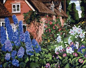 peinture par numéros | Jardin fleuri en campagne | fleurs, Intermédiaire | FiguredArt
