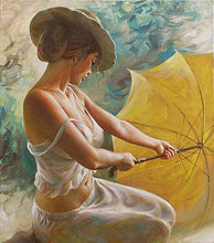 Charger l&#39;image dans la galerie, peinture par numéros | Jeune Femme au Parapluie | intermédiaire nu romantique | FiguredArt