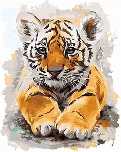 peinture par numéros | Joli Bébé Tigre | nouveautés animaux tigres complexe | FiguredArt