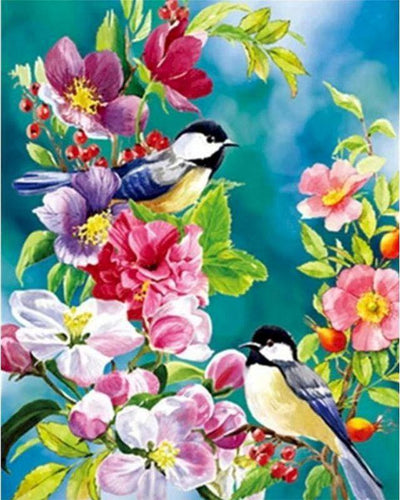 peinture par numéros | Jolis oiseaux au Printemps | nouveautés animaux oiseaux fleurs intermédiaire | FiguredArt
