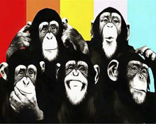 Charger l&#39;image dans la galerie, peinture par numéros | La Famille Chimpanzés | animaux intermédiaire singes | FiguredArt