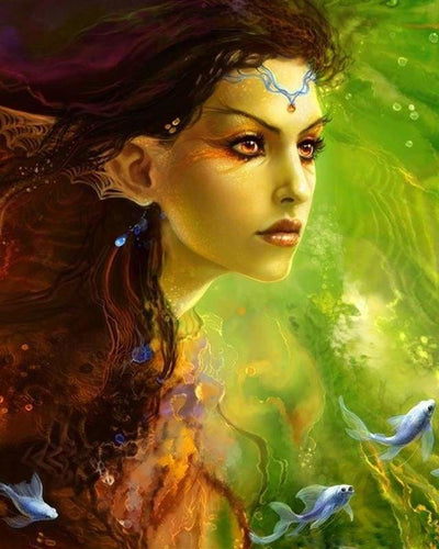 peinture par numéros | La Fée du Lac | animaux complexe poissons portrait | FiguredArt