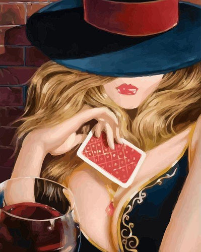 peinture par numéros | La femme aux cartes | Facile, portrait | FiguredArt