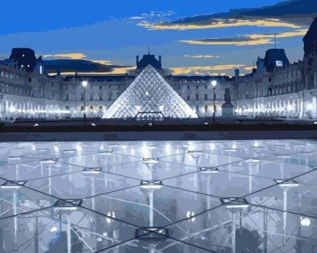 peinture par numéros | La Pyramide du Louvre à Paris | intermédiaire ville | FiguredArt