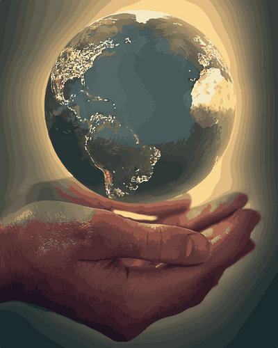 peinture par numéros | La Terre dans les mains | Facile, romantique | FiguredArt
