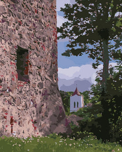 peinture par numéros | La tour du Château | arbres, complexe, paysages | FiguredArt