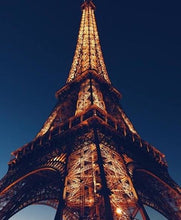 Charger l&#39;image dans la galerie, peinture par numéros | La tour Eiffel vue de nuit | complexe ville | FiguredArt