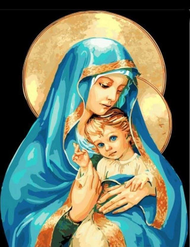peinture par numéros | La Vierge et lEnfant | facile portrait religion | FiguredArt