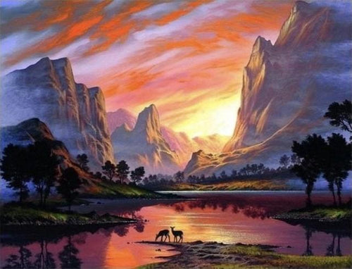 peinture par numéros | Lac et paysage montagneux | Complexe, paysages | FiguredArt