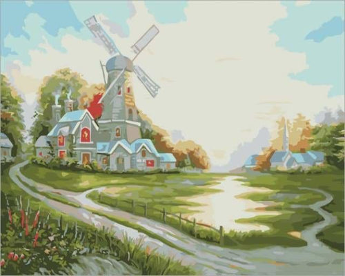 peinture par numéros | Le Moulin du Bonheur | facile paysages | FiguredArt