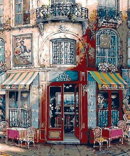 peinture par numéros | Le petit Bistro Vintage | complexe nouveautés ville | FiguredArt