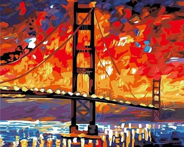 peinture par numéros | Le Pont de San Francisco de Nuit | intermédiaire ville | FiguredArt