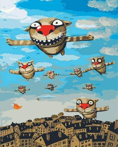 peinture par numéros | Les Chats volants | chats enfants facile | FiguredArt