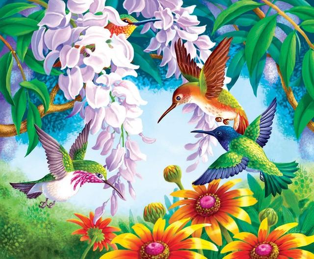 peinture par numéros | Les oiseaux et les Fleurs | animaux, fleurs, Intermédiaire, oiseaux | FiguredArt