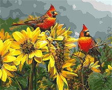 Charger l&#39;image dans la galerie, peinture par numéros | Les oiseaux rouges | animaux fleurs intermédiaire oiseaux | FiguredArt