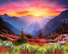 Charger l&#39;image dans la galerie, peinture par numéros | Lever du Jour sur les Montagnes | nouveautés paysages montagnes fleurs complexe | FiguredArt