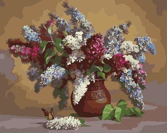 peinture par numéros | Lilas dans un Vase | fleurs intermédiaire | FiguredArt