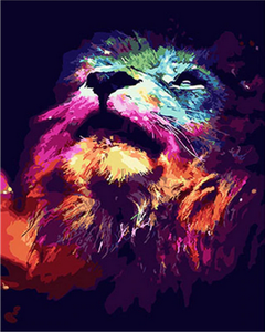 peinture par numéros | Lion abstrait coloré | animaux, Intermédiaire, lions | FiguredArt