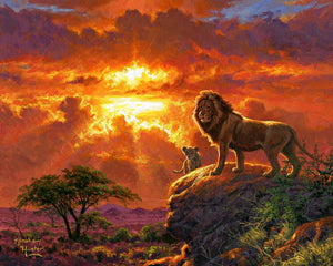 Peinture par numéros Lion au coucher de soleil | Figured'Art facile paysages animaux lions nouveautés