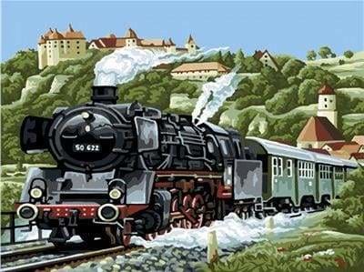 peinture par numéros | Locomotive à Vapeur | intermédiaire paysages | FiguredArt