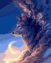 Charger l&#39;image dans la galerie, peinture par numéros | Loup et Lune | animaux facile loups | FiguredArt