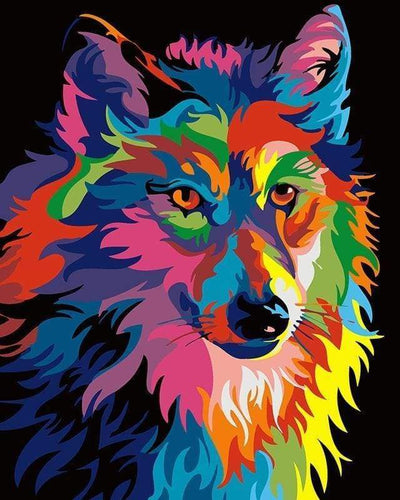 peinture par numéros | Loup Pop Art | animaux chiens facile loups nouveautés | FiguredArt