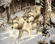 Charger l&#39;image dans la galerie, peinture par numéros | Loups guettant dans la Neige | animaux complexe loups | FiguredArt