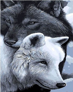 peinture par numéros | Loups noir et blanc | animaux chevaux complexe loups | FiguredArt