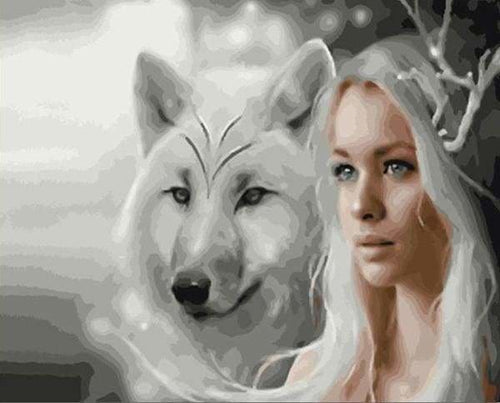 peinture par numéros | Louve et Beauté | animaux intermédiaire loups | FiguredArt
