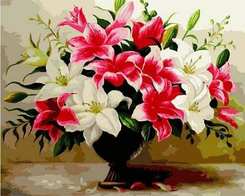 peinture par numéros | Lys roses et blancs | facile fleurs | FiguredArt
