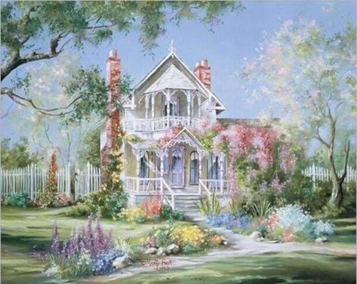peinture par numéros | Maison blanche au Printemps | complexe paysages | FiguredArt