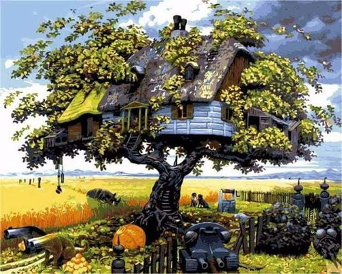 peinture par numéros | Maison dans les Arbres | arbres complexe paysages | FiguredArt