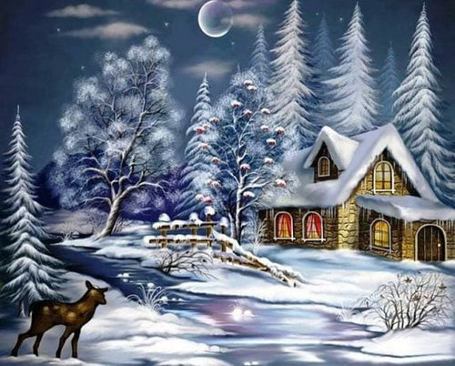 peinture par numéros | Maison sous la Neige | complexe paysages | FiguredArt